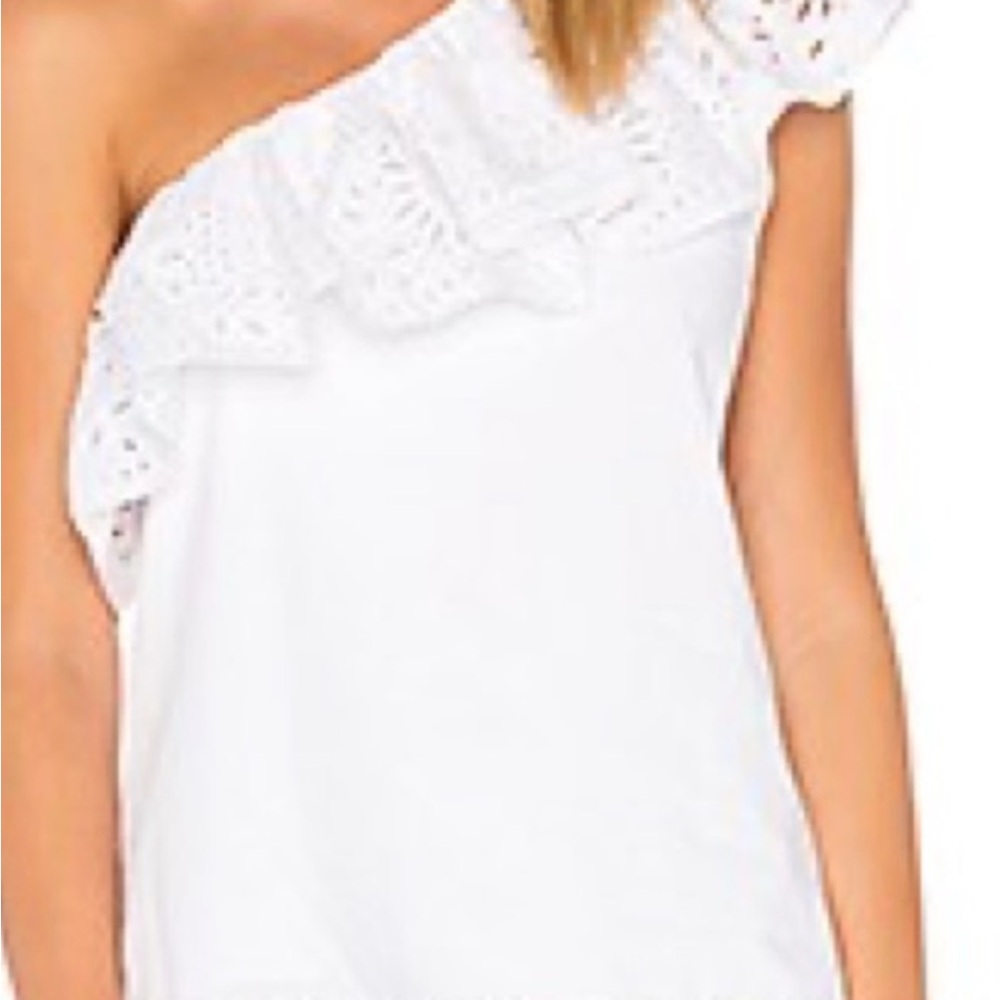 White Eyelet Off-Shoulder Ruffle Top